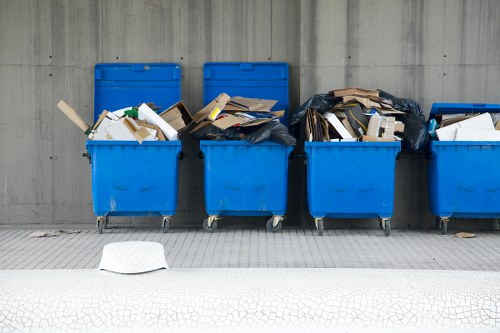 Professional team sorting garage items